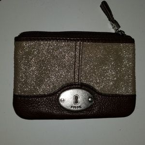 Brown leather & taupe Fossil wallet
